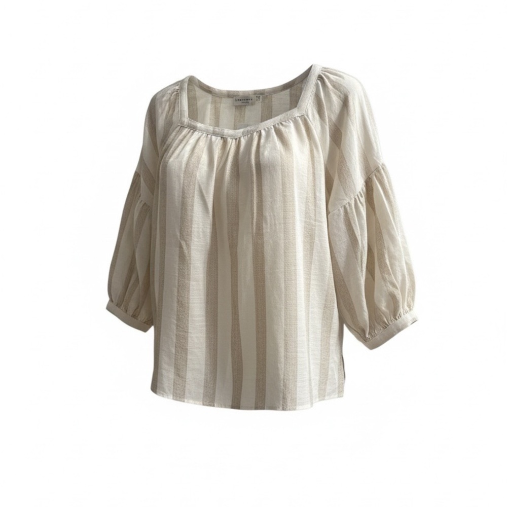 Elegant Beige Striped Blouse